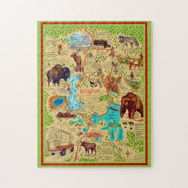 Illustrated Yellowstone Park Map Jigsaw Puzzle (Vertical)