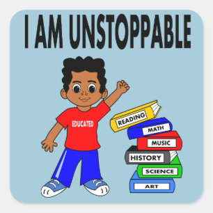 Illustration African American Boy Books Stickers