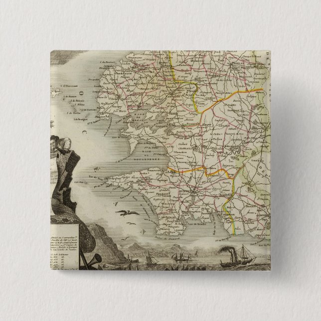 Illustration Atlas Maps 15 Cm Square Badge (Front)