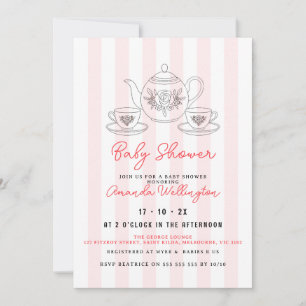 illustration baby shower Tea Doodle Invitation