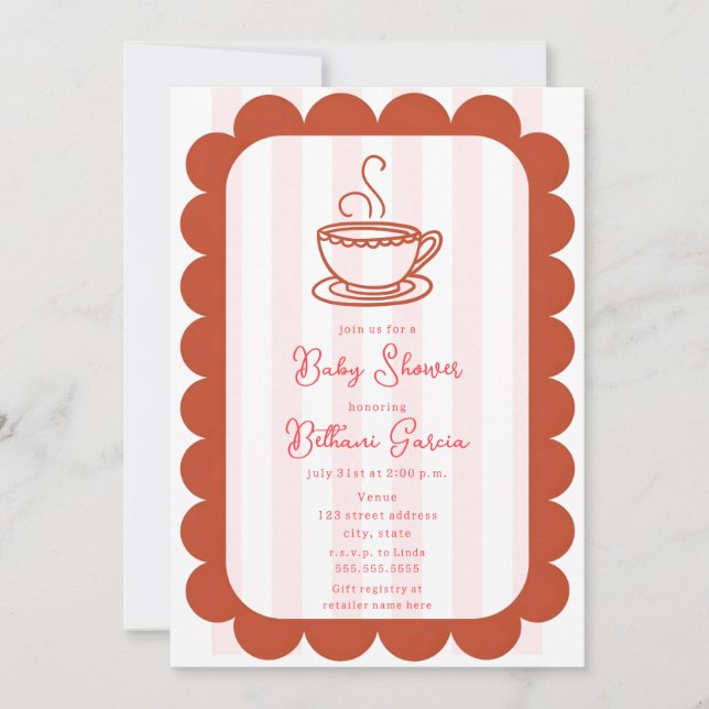 illustration baby shower Tea Doodle Invitation (Front)