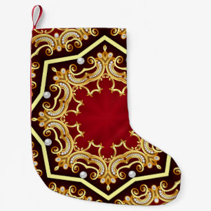 illustration background frame with pearl and golde small christmas stocking
