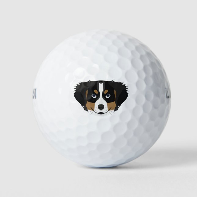 Illustration Bernese Mountain Dog Golf Balls (Front)