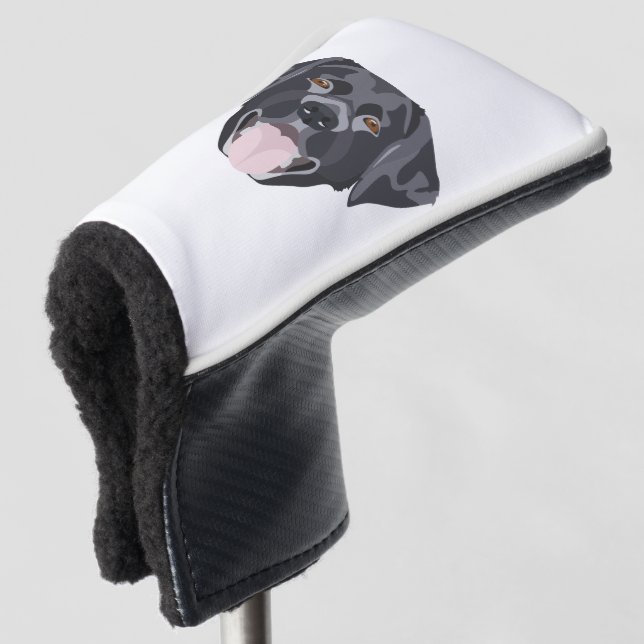Illustration black Labrador retriever with smiles Golf Head Cover (3/4 Front)
