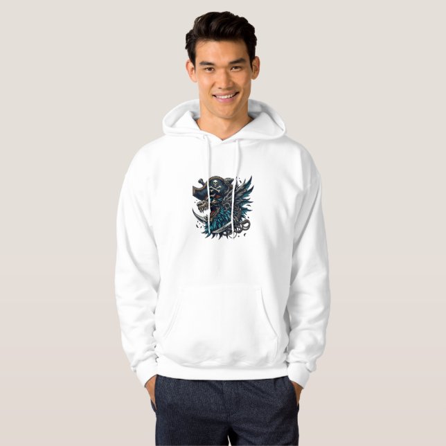 Illustration Blue Dragon Pirate Hoodie Sweatshirt (Front Full)