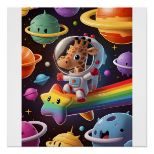 Illustration Boho Girafe in the Poster Space