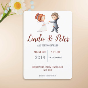 Illustration Bride Groom Dancing Waltz Wedding  Invitation