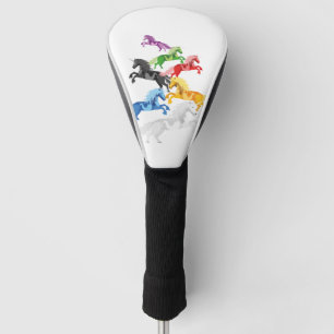 Illustration colourful wild Unicorns Golf Head Cover