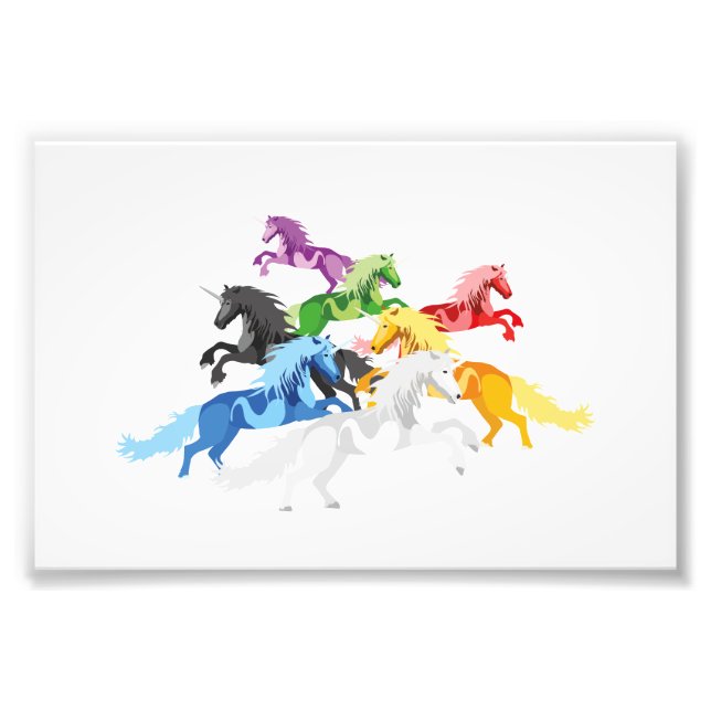 Illustration colourful wild Unicorns Photo Print (Front)