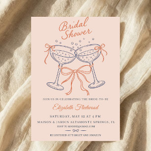 Illustration Coupes Bridal Shower Blush Coquette Invitation