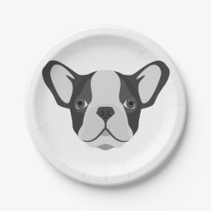 Illustration cute French Bulldog Paper Plate