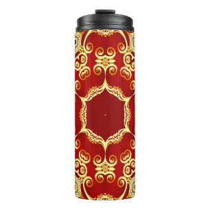 illustration decorative frame with pattern gold pe thermal tumbler