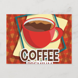 Illustration delicious cup of coffee postcard