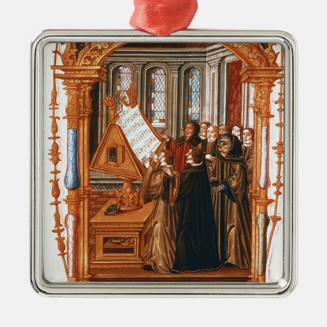 Illustration  depicting  choir singing the metal tree decoration (Front)