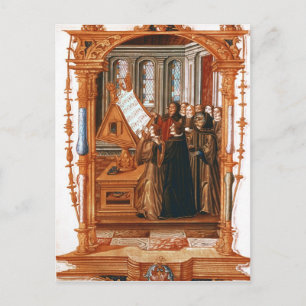 Illustration depicting choir singing the postcard