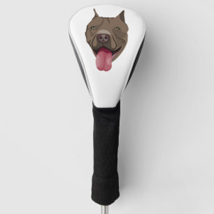 Illustration Dog Smiling Pitbull Golf Head Cover
