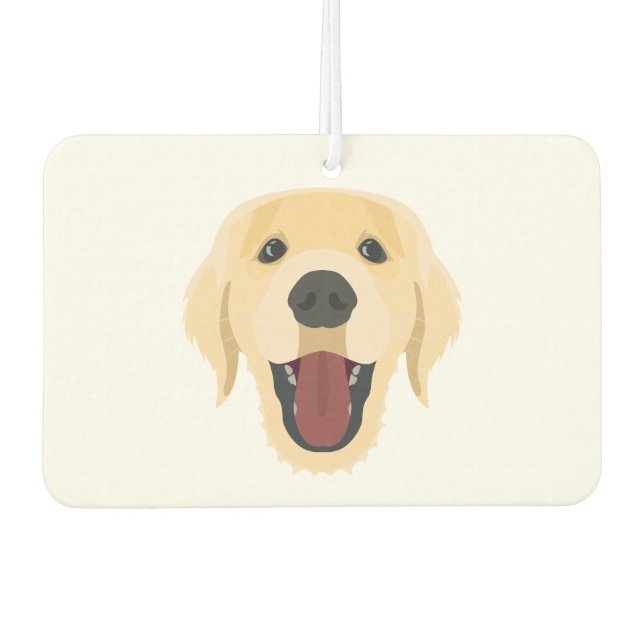 Illustration dogs face Golden Retriver Car Air Freshener (Front)