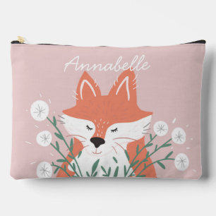 Illustration Fox Smelling Flowers Personalised Accessory Pouch