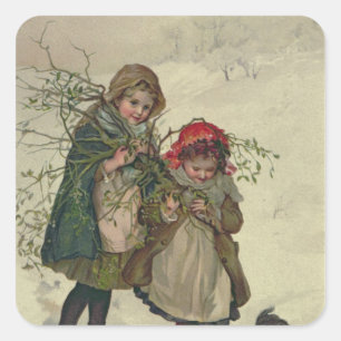Illustration from Christmas Tree Fairy, pub. 1886 Square Sticker