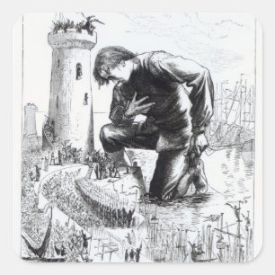 Illustration from 'Gulliver's Travels' Square Sticker