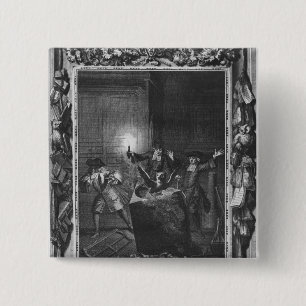 Illustration from 'Le Lutrin' by Nicolas 15 Cm Square Badge