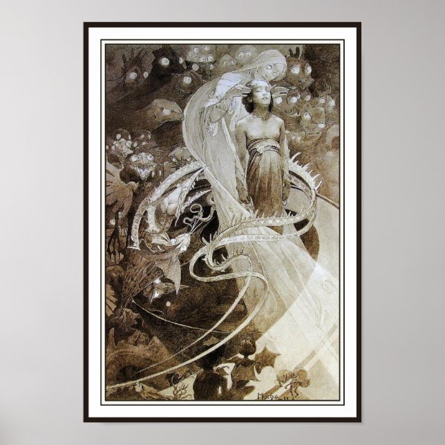 Illustration from Le Pater by Alphonse Mucha Poster (Front)