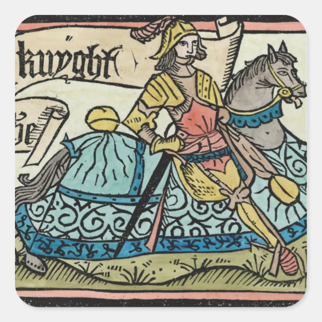 Illustration from 'The Canterbury Tales' Square Sticker (Front)