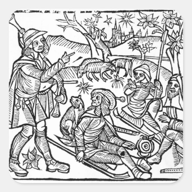 Illustration from the 'Kalendar of Shepherds' Square Sticker (Front)
