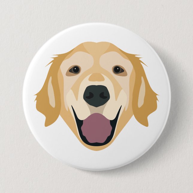Illustration Golden Retriever 7.5 Cm Round Badge (Front)