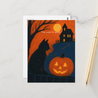 Illustration Halloween Scene Postcard