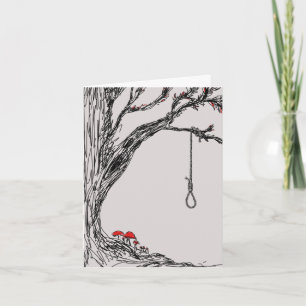 Illustration hangman's noose & mushrooms  card