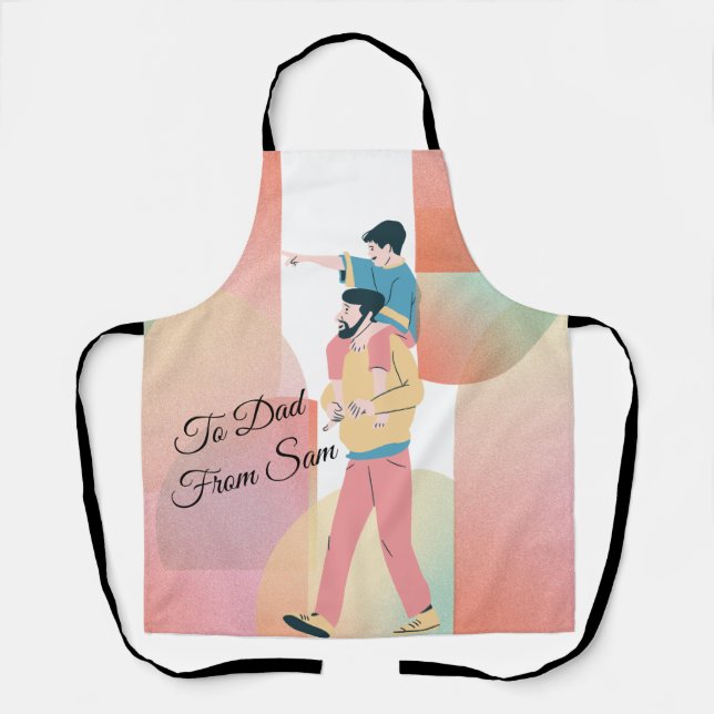 Illustration Happy Father and son  Apron (Front)