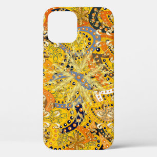Illustration in yellow, orange and brown colours.  iPhone 12 case