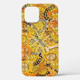 Illustration in yellow, orange and brown colours. iPhone 12 case