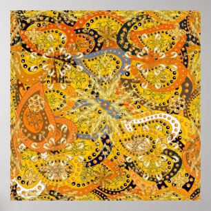 Illustration in yellow, orange and brown colours.  poster