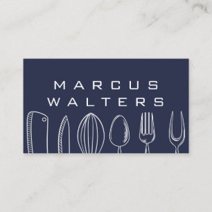 Illustration Kitchenware Blue Background Business Card