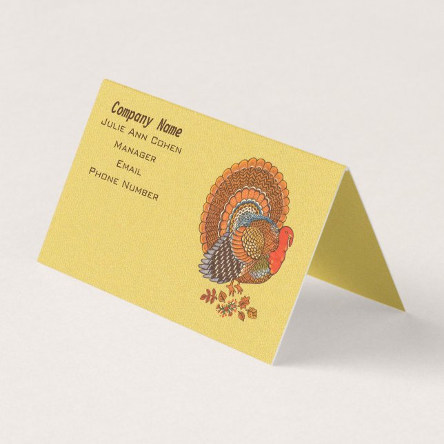 Illustration Male Turkey Fanned Tail Autumn Colour Business Card (Front)