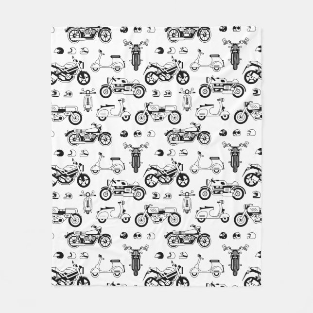 Illustration motorcycles scooters and helmets fleece blanket (Front)