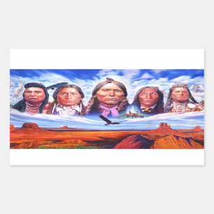 Illustration Native American Indian Chiefs Artwork Rectangular Sticker