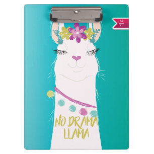 Illustration No Drama Llama Monogram Clipboard