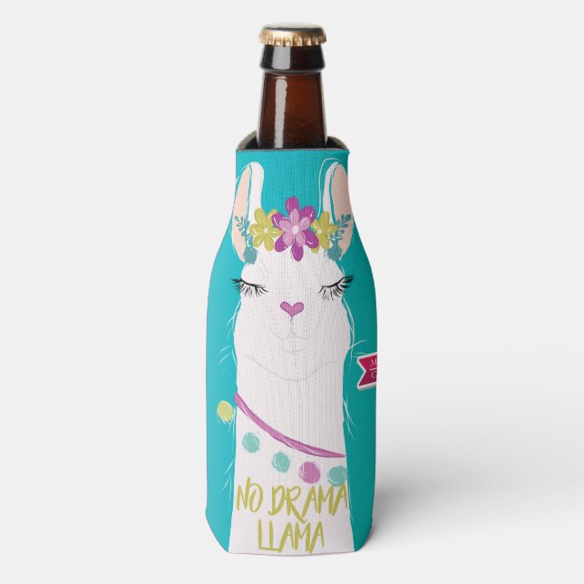 Illustration No Drama Llama with Monogram Bottle Cooler (Bottle Front)