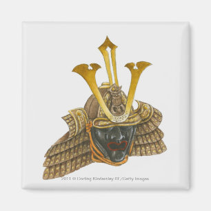 Illustration of 16th century samurai helmet magnet
