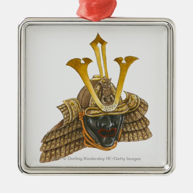 Illustration of 16th century samurai helmet metal tree decoration (Front)