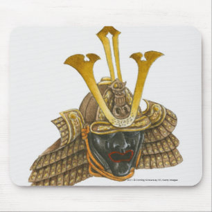 Illustration of 16th century samurai helmet mouse mat