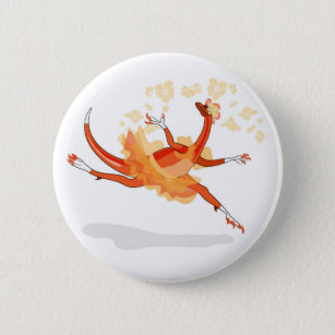 Illustration Of A Ballerina Dancing Raptor. 2 6 Cm Round Badge