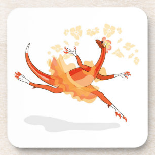 Illustration Of A Ballerina Dancing Raptor. 2 Coaster
