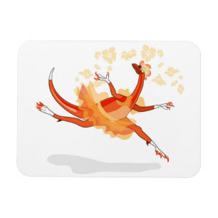 Illustration Of A Ballerina Dancing Raptor. 2 Magnet
