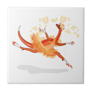 Illustration Of A Ballerina Dancing Raptor. 2 Tile