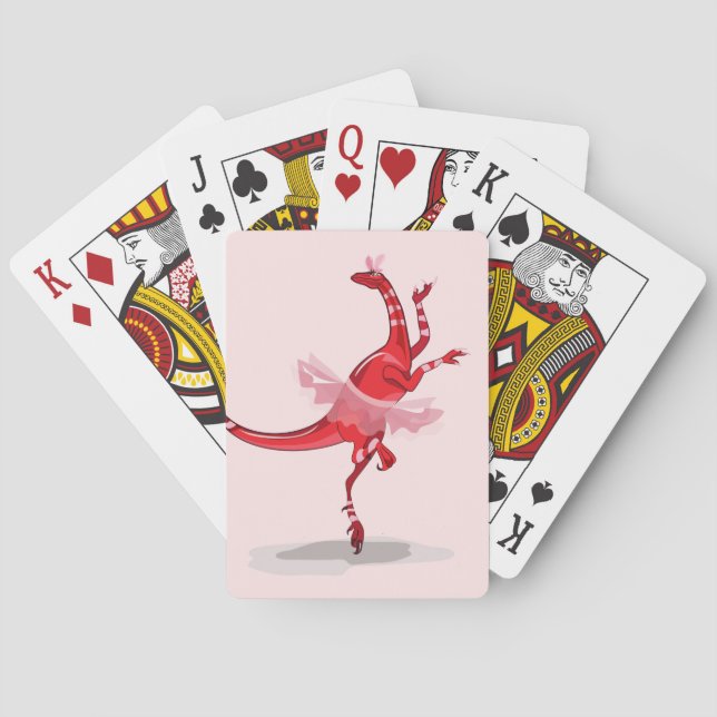 Illustration Of A Ballerina Dancing Raptor. Playing Cards (Back)