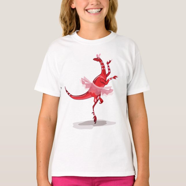Illustration Of A Ballerina Dancing Raptor. T-Shirt (Front)